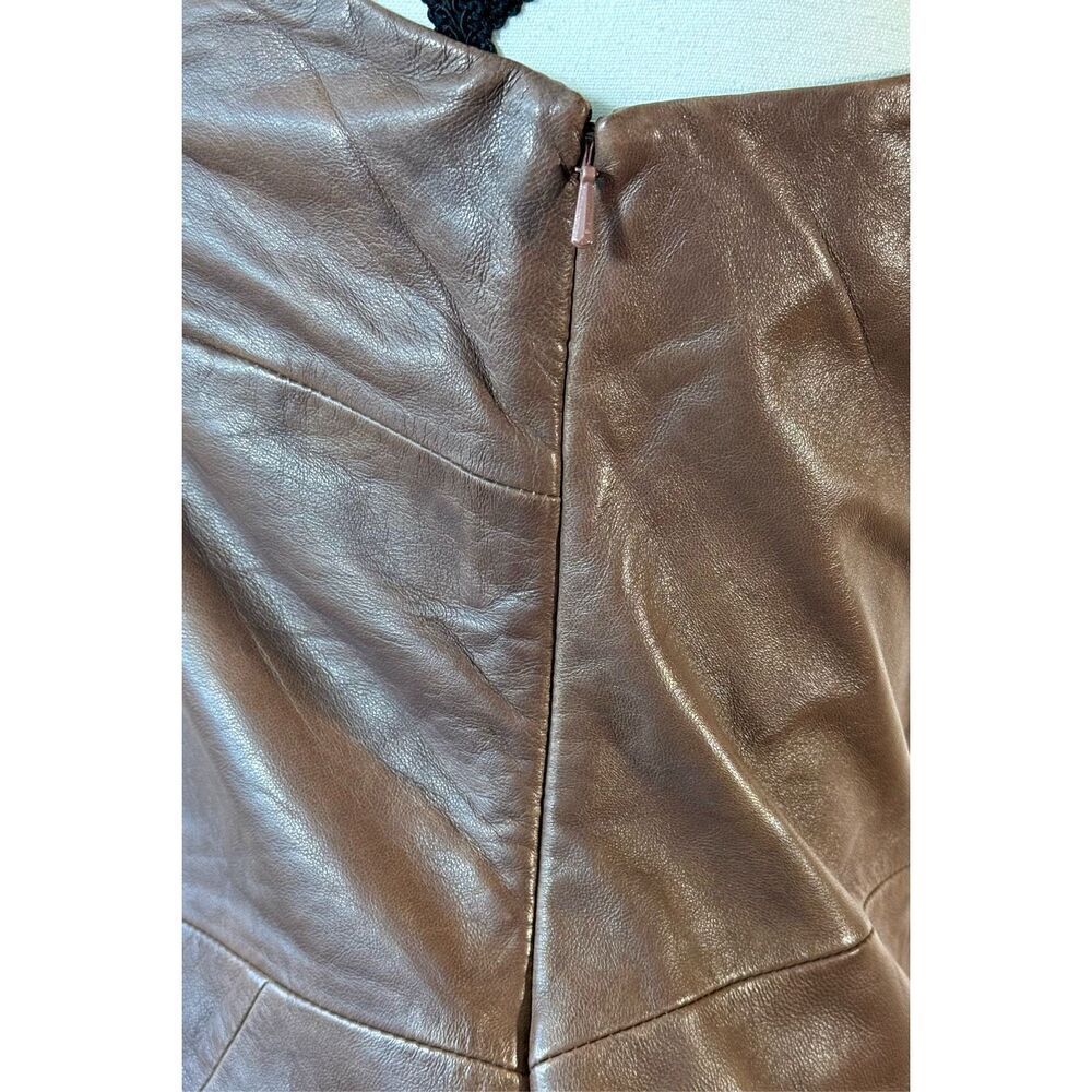 Lamarque Corey 100% Soft Leather Draped One Shoulder Lined Mini Dress Small - Picture 6 of 13